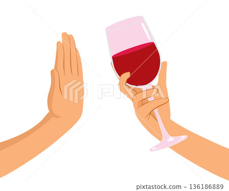Stop Alcohol Abuse Concept With Hands Gesture Cartoon Vector Illustration Stop Alcohol Abuse Concept With Hands Gesture Cartoon Vector Illustration 136186889