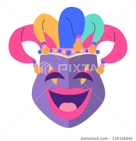 Cute Pink and Purple Carnival Mask Cartoon Vector Illustration 136186892