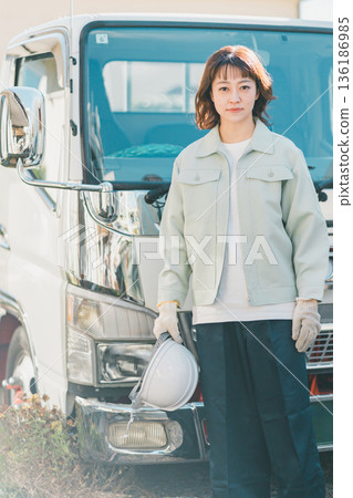 truck driver, female, lady 136186985