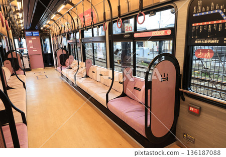 Keifuku Electric Railroad - Inside the 01 Series train stopping at Katabiranotsuji Station Keifuku Electric Railroad - Inside the 01 Series train stopping at Katabiranotsuji Station 136187088