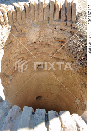 Iran, Silk Road, ruins near Yazd, cistern at the ruins of the Khanarak Fortress Iran, Silk Road, ruins near Yazd, cistern at the ruins of the Khanarak Fortress 136187165