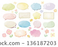 Pale floral watercolor speech bubble set 136187203