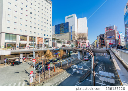 Tokyo cityscape: Tachikawa Station South Exit 136187228