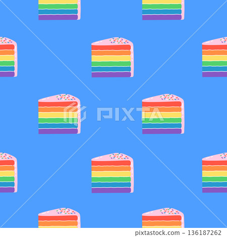 Seamless rainbow cake pattern  136187262