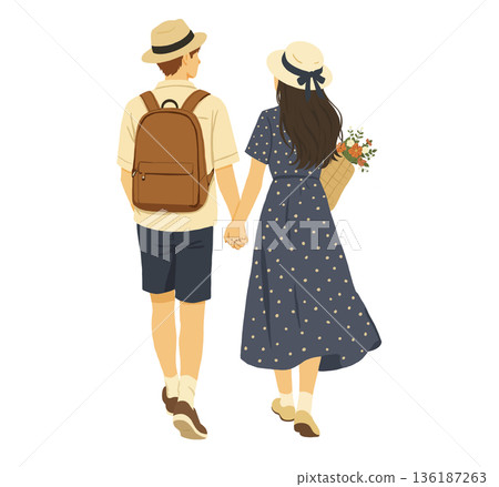 情侶手牽手在戶外散步 136187263