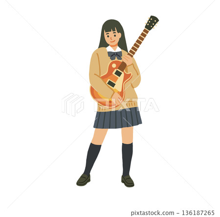 年輕女子彈吉他 136187265