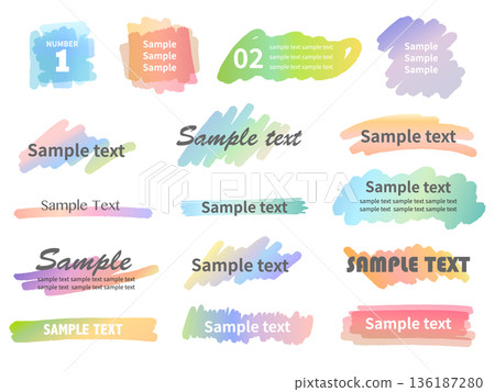 Gradient color brush stroke decorative material for headings (sample text included) 136187280