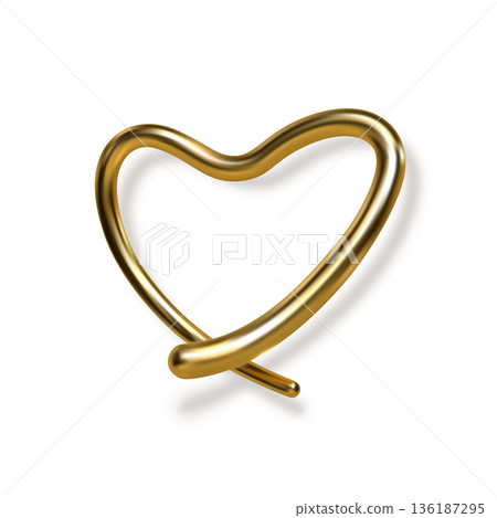 3d gold hand written heart with shadow 3d gold hand written heart with shadow 136187295