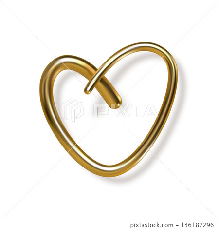 3d gold hand written heart with shadow 136187296