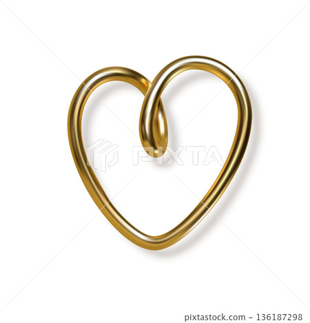 3d gold hand written heart with shadow 3d gold hand written heart with shadow 136187298
