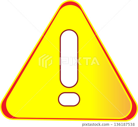Triangular warning mark icon indicating caution, warning, or error 136187538