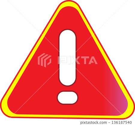 Triangular warning mark icon indicating caution, warning, or error 136187540