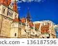 View to Matthias Church in the Castle District. Matthias Church is one of the most famous landmarks of Budapest. 136187596