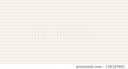 Old beige square notebook paper seamless pattern. Squared grid texture with brown lines. Paper math mesh sheet seamless background. Vector illustration isolated on white background 136187601