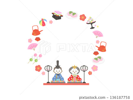 Hinamatsuri cute circular frame 136187758
