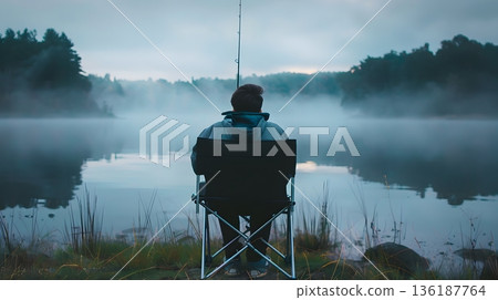 清晨薄霧籠罩湖面,一個人獨自垂釣,畫面寧靜舒緩。 清晨薄霧籠罩湖面,一個人獨自垂釣,畫面寧靜舒緩。 136187764