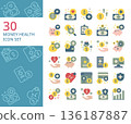 set of 30 money health flat icon 136187887