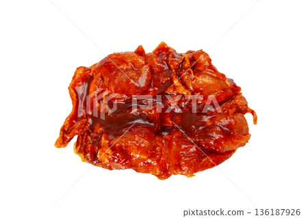 Tandoori chicken, preparation before cooking [white background, cutout] 136187926