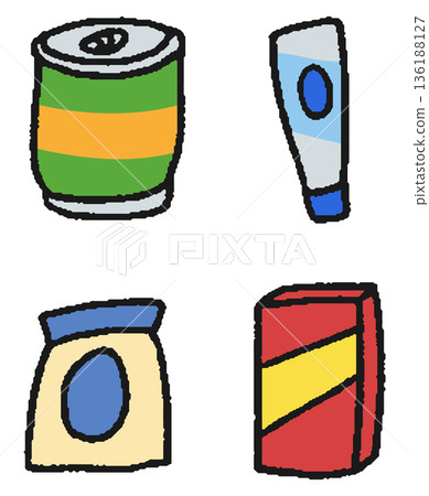 手繪食品及日用品包裝插圖集 136188127