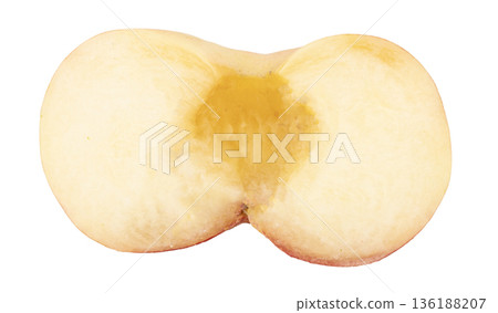 Half of a ripe Chinese peach isolated on white background. Half of a ripe Chinese peach isolated on white background. 136188207