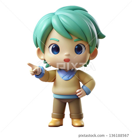 cute 3D character illustration chibi style cartoon boy figure White Background cute 3D character illustration chibi style cartoon boy figure White Background 136188567