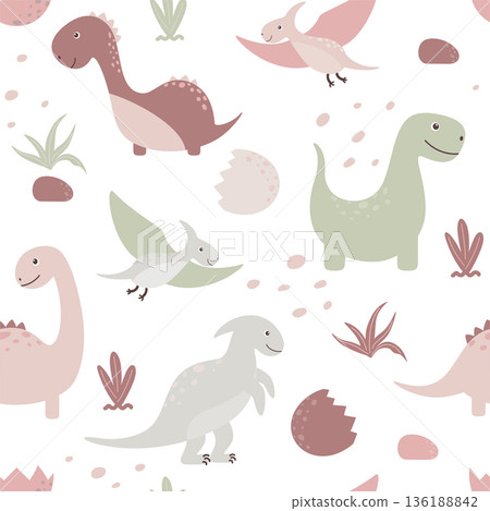 cute dinosaurs childish pattern 136188842