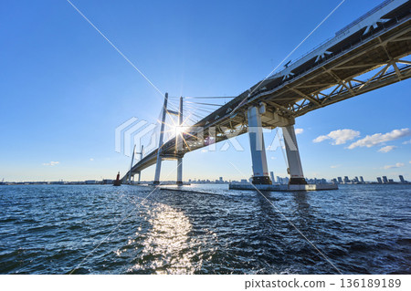 View of Yokohama Bay Bridge from Daikoku Wharf 136189189