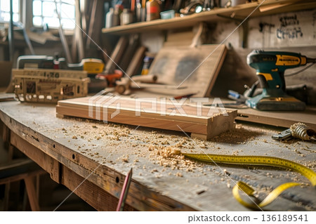 DIY woodworking workbench and tools 136189541