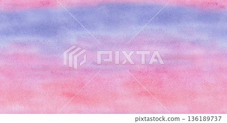 A seamless border pattern with pink and purple gradients of a sunset sky. Watercolor illustration for packaging design, fabric printing, interior design, greeting cards, holiday decor, and souvenirs. A seamless border pattern with pink and purple gradients of a sunset sky. Watercolor illustration for packaging design, fabric printing, interior design, greeting cards, holiday decor, and souvenirs. 136189737