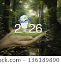 Happy new year 2026 green ecology and saving energy concept, Elements of this image furnished by NASA 136189890