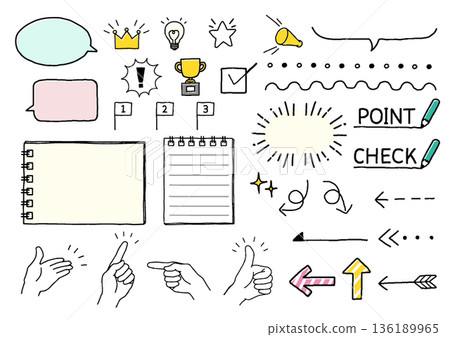 Notepad arrow dialogue frame illustration set 136189965
