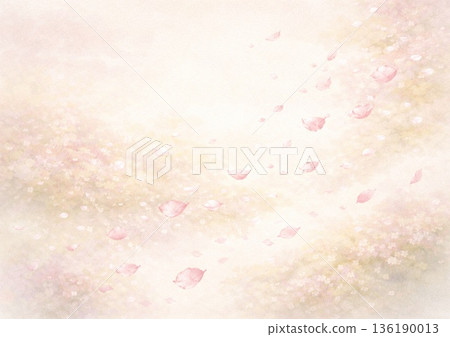 Cherry blossom petals and tranquil scenery 136190013
