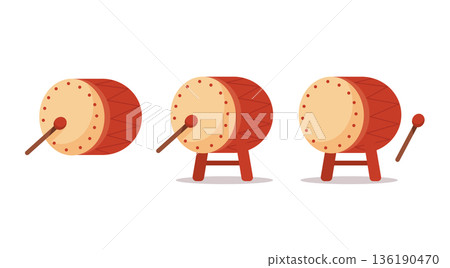 Red Drum with Drumstick vector illustration 136190470