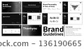 Brand Guidelines Template Black White Corporate Branding Identity System Logo Usage Typography Color Palette Modern Minimal Brand Book Layout For Business Startup Creative Agency Presentation Design 136190665