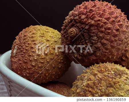 Lychee Fruit Macro Close Up Tropical Texture Exotic Food Background 136190859