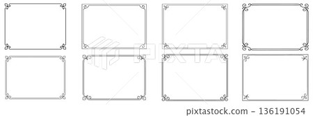 Decorative Calligraphic Frames with Ornamental Corner Flourishes for Certificates and Invitations Decorative Calligraphic Frames with Ornamental Corner Flourishes for Certificates and Invitations 136191054
