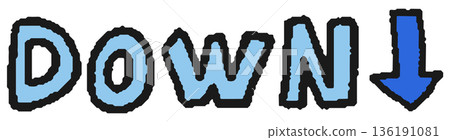 向下的手寫插圖 136191081