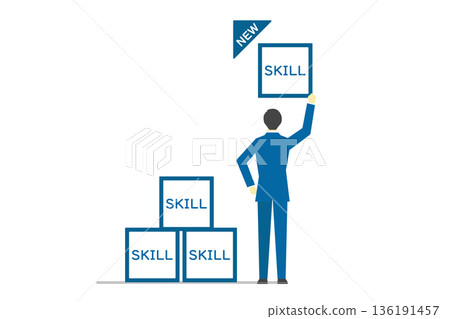 Rear view businessman who gained new skills 136191457