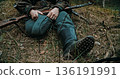 German soldier sitting in forest showcasing hobnailed jackboots and rifle German soldier sitting in forest showcasing hobnailed jackboots and rifle 136191991