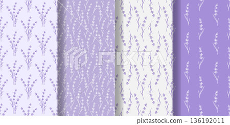 Set of lavender seamless patterns 136192011