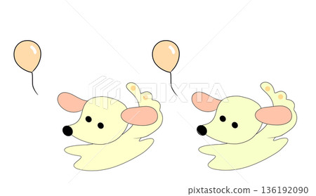 Dog and balloons 136192090
