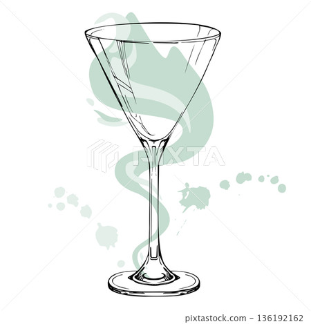 Modern Gin Tonic, clear vodka, tequila spirits, lemonade in martini cocktail glass, liquid splatter. Hand drawn ink illustration in flat vector style. Drink infographics, social media, web banners. Modern Gin Tonic, clear vodka, tequila spirits, lemonade in martini cocktail glass, liquid splatter. Hand drawn ink illustration in flat vector style. Drink infographics, social media, web banners. 136192162