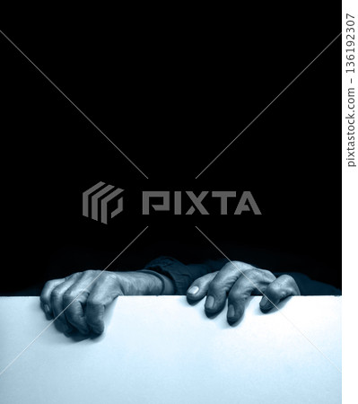 Old man hides after the wall Old man hides after the wall 136192307