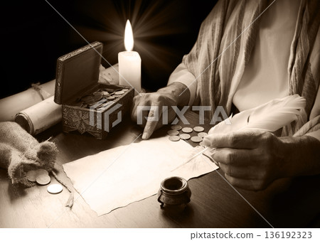 Man with a cash in the box Man with a cash in the box 136192323