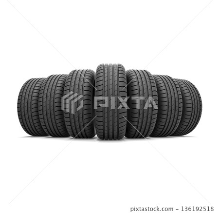 Vehicle tires on white background. 136192518