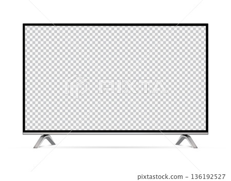 LCD TV with blank empty screen on white background. TV vector mockup. LCD TV with blank empty screen on white background. TV vector mockup. 136192527