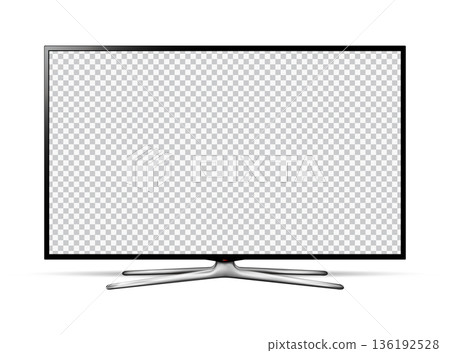 Realistic illustration of black TV with blank transparent screen isolated on white background Realistic illustration of black TV with blank transparent screen isolated on white background 136192528