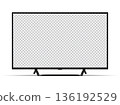 Realistic tv with stand. Modern flat screen television with blank empty screen 136192529