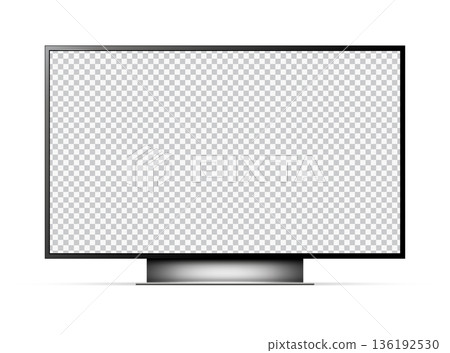 Realistic illustration of black TV with stand and blank transparent isolated screen Realistic illustration of black TV with stand and blank transparent isolated screen 136192530