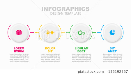 Infographic with circular sections for structured business, presentation, or workflow visualization. Vector illustration. Infographic with circular sections for structured business, presentation, or workflow visualization. Vector illustration. 136192567
